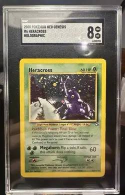 2000 HERACROSS HOLO NEO GENESIS SGC 8 MINT #6/111 POKEMON CARD GAME TCG WOTC - Image 1