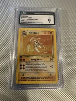 1999 Pokemon TCG Fossil Kabutops Holo 1st Edition CGC 9 9/62 Card Stock - Image 1
