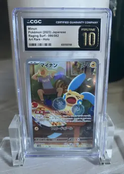 Pokemon Minun 066/062 Sv3a: Raging Surf Holo Art Rare Japanese CGC PRISTINE 10 - Image 1