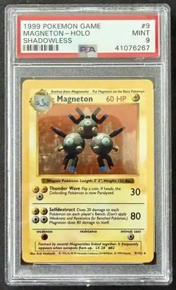 Pokemon Magneton Holo 1999 Base Set Shadowless #9 PSA 9 - Image 1