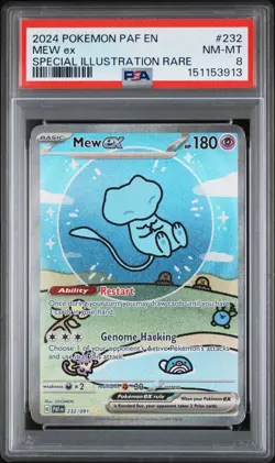 2024 POKEMON PAF EN-PALDEAN FATES SPECIAL ILLUSTRATION RARE #232 MEW EX PSA 8 - Image 1