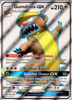 Gumshoos GX (Full Art) 145/149 SM Base Set Pokemon TCG NM - Image 1