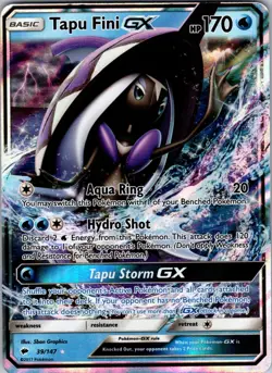 Tapu Fini GX 39/147 SM - Burning Shadows Pokemon TCG NM - Image 1