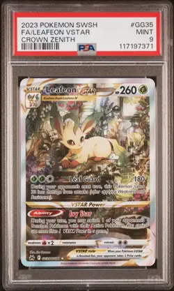 Pokemon TCG Leafeon Vstar GG35/GG70 Crown Zenith Galarian Gallery PSA 9 - Image 1