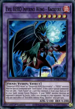 Evil HERO Inferno Wing - Backfire - Super Rare 1st Ed. SUDA-EN032 - NM - YuGiOh - Image 1