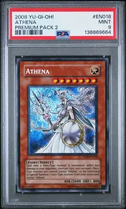 2008 YU-GI-OH! PREM PACK 2 #EN018 ATHENA PSA 9 - Image 1