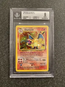 🔥 STRONG BGS 8 NM Charizard Base Set Unlimited Holo Pokemon Card 4/102 - Image 1
