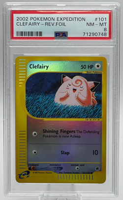 2002 POKEMON EXPEDITION #101 CLEFAIRY REVERSE FOIL PSA 8 NM-MT - Image 1