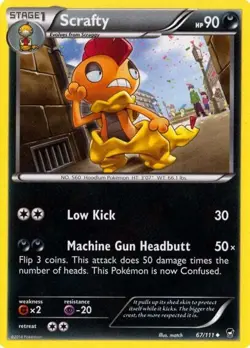 Pokemon - Scrafty - 67/111 - XY Furious Fists - NM/M - Image 1