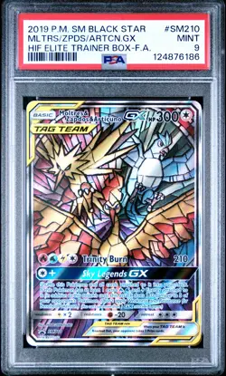 2019 POKEMON SM BLACK STAR PROMO FULL ART/MOLTRES & ZAPDOS & ARTICUNO GX PSA 9 - Image 1