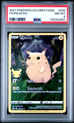 PSA 8 - PIKACHU 2021 POKEMON CELEBRATIONS FA 005/025 FULL ART Red NM Mint #005 - Image 1
