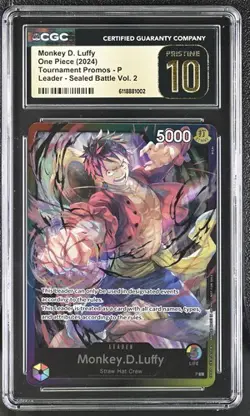 CGC 10 ENGLISH Pristine One Piece Monkey D. Luffy Sealed Battle Vol.2 Promo P L - Image 1