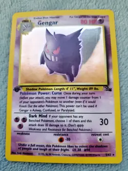 GENGAR #5 5/62 Pokemon TCG Fossil 1st Edition Holo Rare Card WOTC 1999 - Image 1