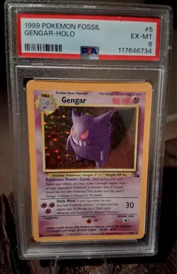 Pokemon Gengar 5/62 Fossil Holo Rare Unlimited PSA 6 Trading Card - Image 1