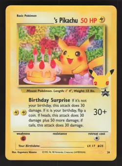 Birthday Pikachu 24/53 Pokemon TCG Celebrations: Classic Collection NM - Image 1