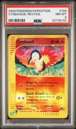 2002 Pokemon Expedition Cyndaquil - Reverse Holo #104 PSA 8 - Image 1