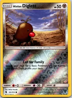 Alolan Diglett 122/214 C Lost Thunder Pokemon Reverse Holo NM - Image 1