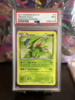 2011 POKEMON BLACK & WHITE EMERGING POWERS #17 VIRIZION-HOLO PSA 9 MINT - Image 1