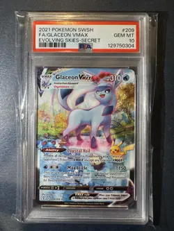 Pokemon 2021 Glaceon VMAX 209/203 Full Art SR Evolving Skies GEM MINT PSA 10 - Image 1