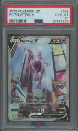 Pokemon TCG Mewtwo V 072/078 Pokemon Go Alternate Art PSA 10 - Image 1