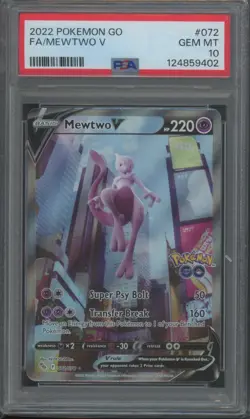 Pokemon TCG Mewtwo V 072/078 Pokemon Go Alternate Art PSA 10 - Image 1