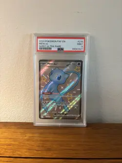 Pokemon Mew ex Shiny Ultra Rare 216/091 SV: Paldean Fates Holo PSA 9 - Image 1