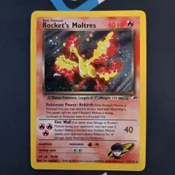 Rocket's Moltres *MASSIVE SWIRL* 012/132 Gym Heroes HOLO Rare Pokemon TCG - Image 1