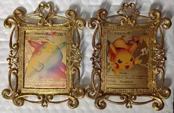 24k Gold plated Frames with Fan Art Pikachu Pokemon - Image 1