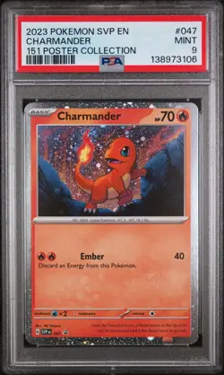 2023 POKEMON SVP EN-SV BLACK STAR PROMO 151 POSTER COLL #047 CHARMANDER PSA 9 - Image 1