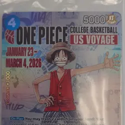 One Piece Monkey D. Luffy US Voyage Promo Holo Card 2026 Standard 5000 Power - Image 1