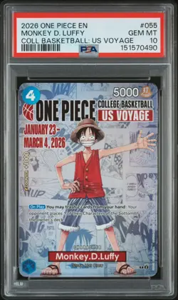 2026 ONE PIECE PROMOS COLLEGE BASKETBALL : US VOYAGE MONKEY D. LUFFY PSA 10 - Image 1