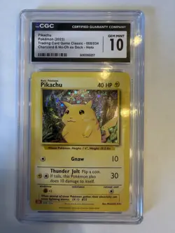 Pokemon Pikachu 008/034 Trading Card Game Classic Holo Rare Basic Card 40HP - Image 1