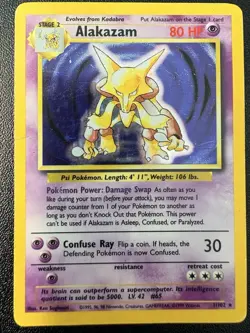Pokemon TCG Alakazam Base Set Holo Card 001/102 (Heavy played) - Image 1