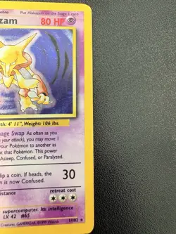 Pokemon TCG Alakazam Base Set Holo Card 001/102 (Heavy played) - Image 4