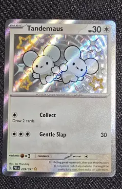 Pokemon TCG Tandemaus 209/091 SV Paldean Fates Shiny Rare Card - Image 1