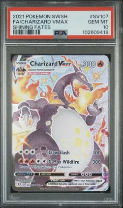 Pokemon Sword & Shield/Shining Fates Full Art Charizard SV 107 PSA 10 - Image 1