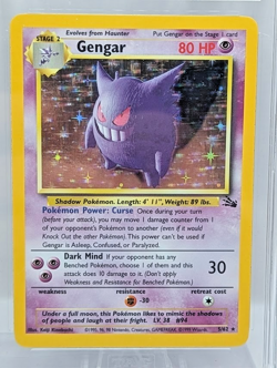 Gengar Fossil 1999 5/62 Pokemon Fossil Beckett 8.5 NM Holo ENG - Image 2