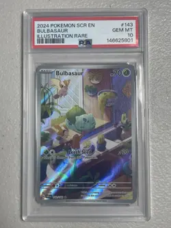 2024 POKEMON SCR EN-STELLAR CROWN ILLUSTRATION RARE #143 BULBASAUR PSA 10 - Image 1