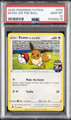 2020 POKEMON FUTSAL #002 EEVEE ON THE BALL PSA 10 - Image 1