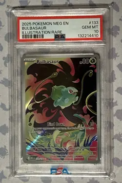 2025 POKEMON MEG EN-MEGA EVOLUTION ILLUSTRATION RARE #133 BULBASAUR PSA 10 - Image 1