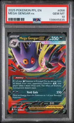 2025 POKEMON PFL EN-PHANTASMAL FLAMES #056 MEGA GENGAR EX PSA 10 - Image 1