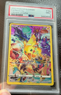 PIKACHU #160/159 Full Art HOLO 2023 Pokemon SWSH CROWN ZENITH SECRET RARE PSA 9 - Image 4