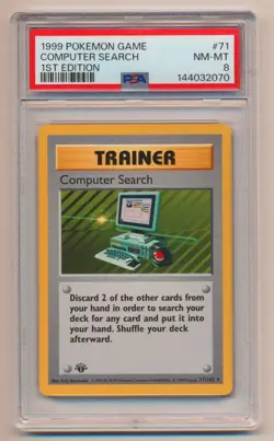 PSA 8 Pokemon Base Set 1st Edition Rare Computer Search 71/102 NM/MINT Condition - Image 1
