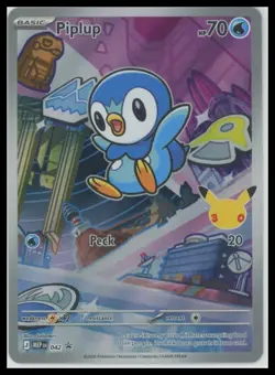 Pokemon First Partner Illustrations Piplup #42 30th anniversary stamp - Image 1
