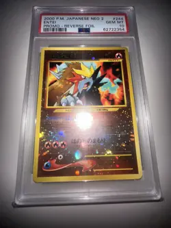 2000 POKEMON JPN NEO 2 PROMO REVERSE FOIL WITH SWIRL! #244 ENTEI PSA 10 - Image 2