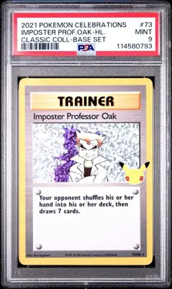2021 Pokemon SWSH Celebrations Imposter Professor Oak Classic #73/102 PSA 9 - Image 1