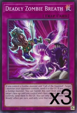3X Yugioh Deadly Zombie Breath MZMU-EN010 Super Rare 1st Edition NM - Image 1