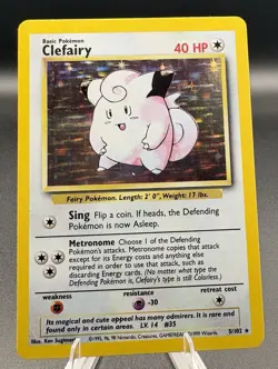Pokemon Clefairy 5/102 Base Set HOLO Rare English Card WOTC - Lightly Played - Image 1
