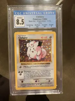 1999 Pokemon TCG Base Set Clefairy Shadowless Holo CGC 8.5 5/102 Card Stock - Image 1