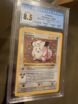 1999 Pokemon TCG Base Set Clefairy Shadowless Holo CGC 8.5 5/102 Card Stock - Image 3